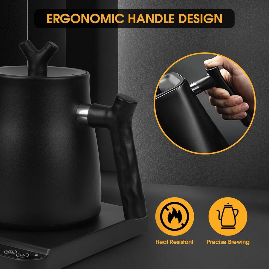 Stainless Steel Gooseneck Kettle, Auto Shut Off and Temperature Control (Black)