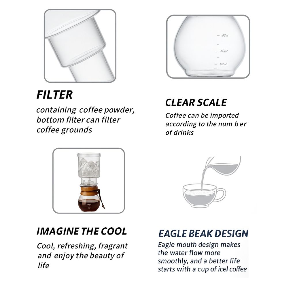 Elegant Cold Drip Coffee Maker with Glass Design-صانعة القهوة كولد دريب بتصميم زجاجي أنيق
