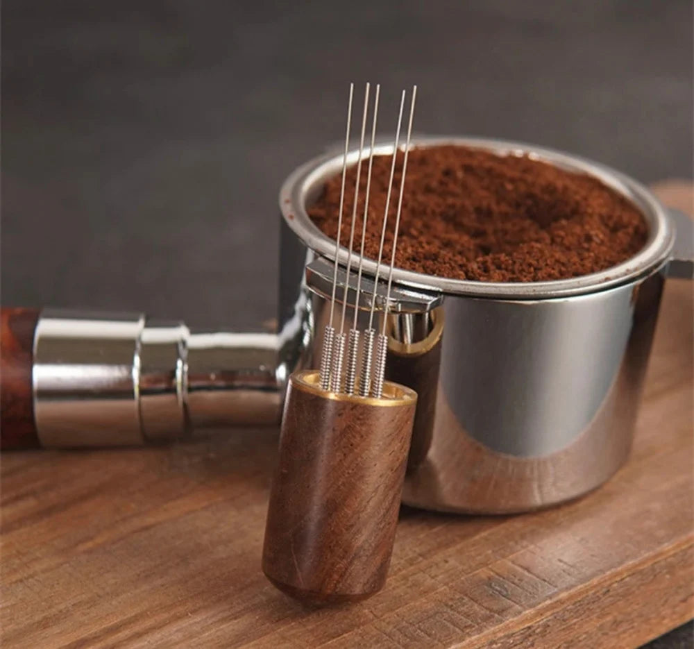 Wooden WDT Tool – Espresso Distribution Needle with Stand