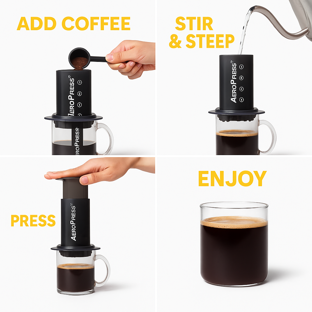 AeroPress Coffee Maker – Smooth, Fast & Flavorful - أداة تحضير القهوة آيروبريس