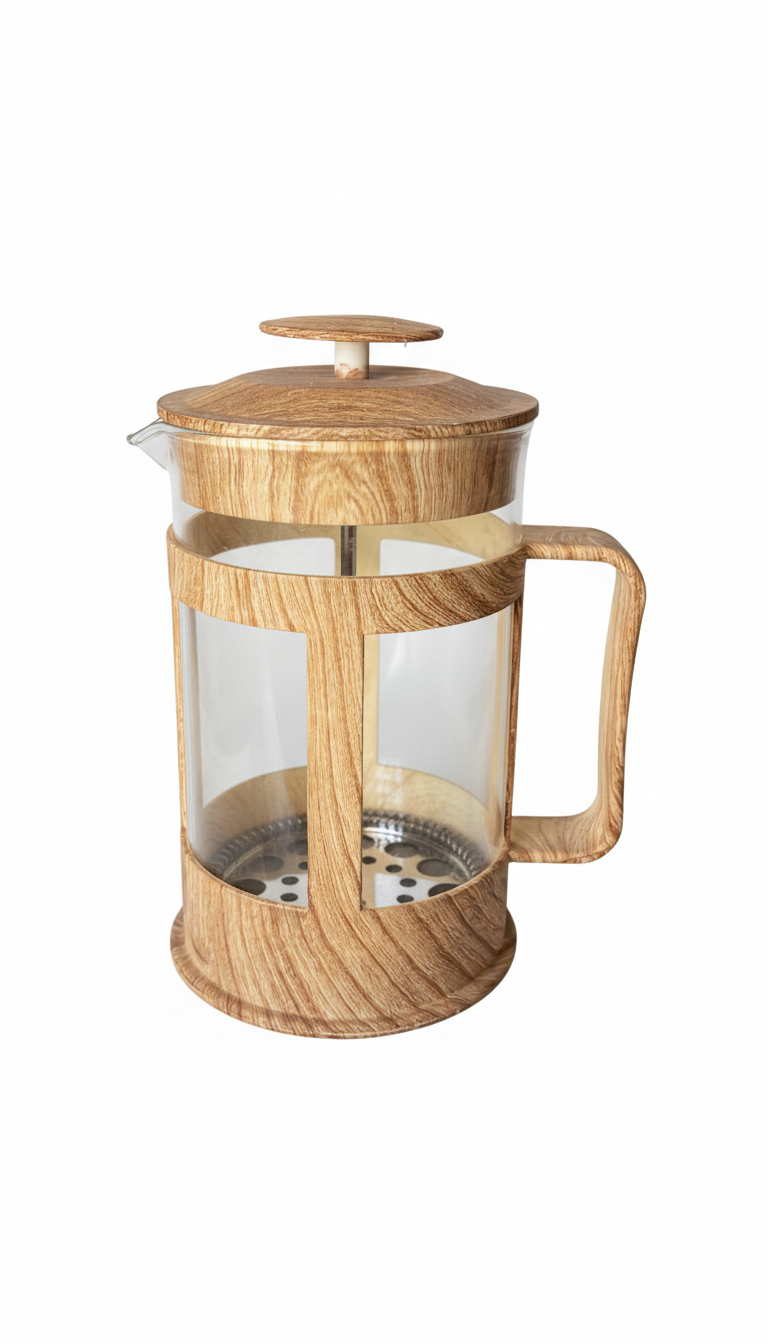 Modern Wood-Grain French Press - Heat Resistant Glass Coffee Maker 800ml