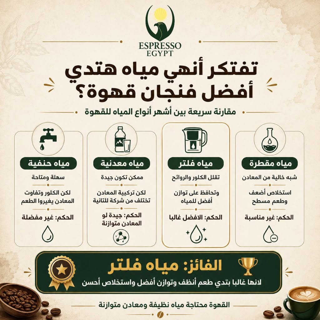 بوست تعليمي: تفتكر أنهي مياه تديك أفضل فنجان قهوة؟