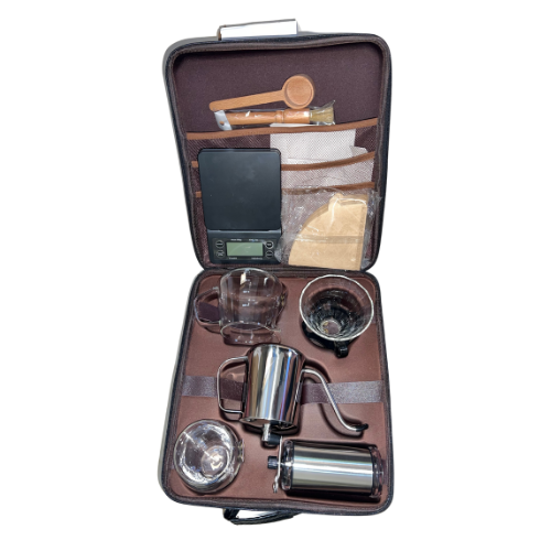 V60 Coffee Set, 10 Packs, Pour over Coffee, Coffee Grinder and Coffee Spoon, Cleaning Brush, Glass Coffee Cup, Coffee Kettle ,100 Filter, Coffee Scale and Glass drip funnel