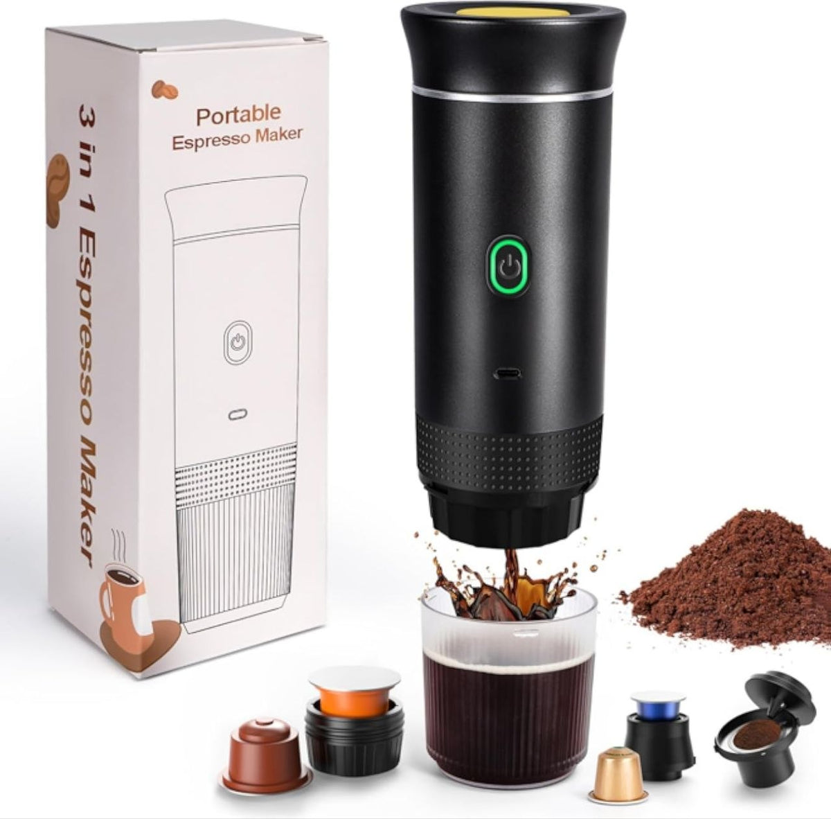 3-in-1 Portable Espresso Maker – Hot & Cold Brew Coffee Machine