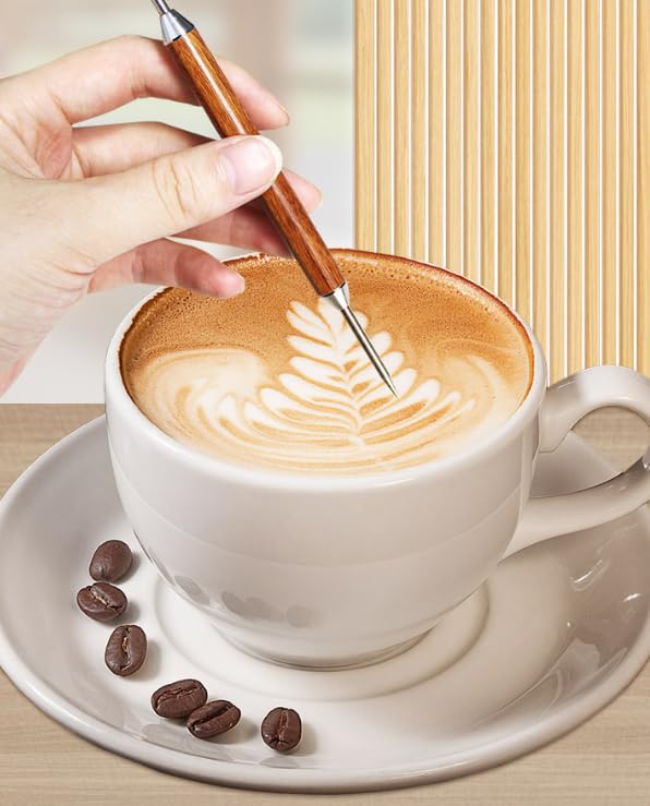 BaristaCraft Precision Latte Art Pen – Dual-Ended Coffee Drawing Tool with Wooden Handle