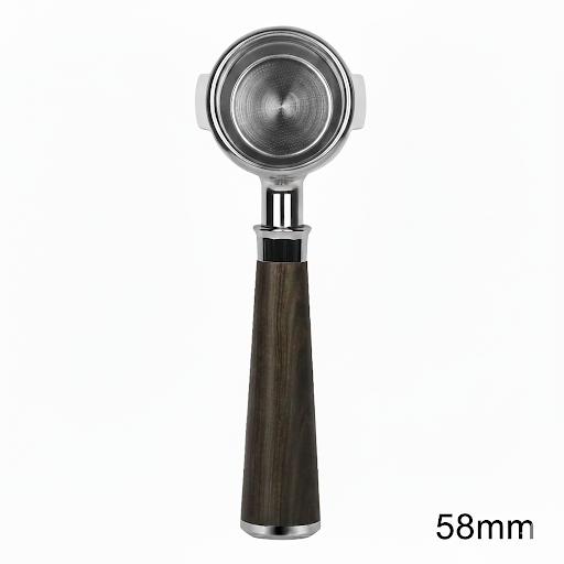 Professional 58mm Bottomless Portafilter - Ergonomic Wooden Handle for Espresso Machines