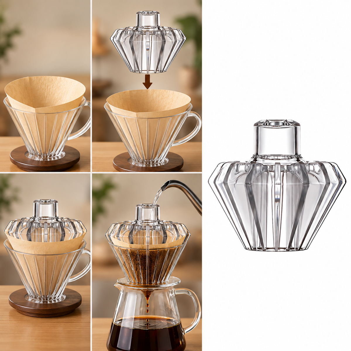 Coffee Filter Paper Holder – Clear Dripper Filter Stabilizer