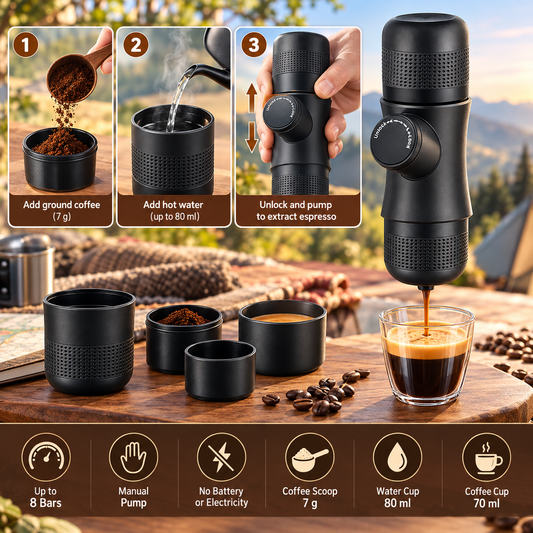 Portable Manual Espresso Maker – 8 Bar