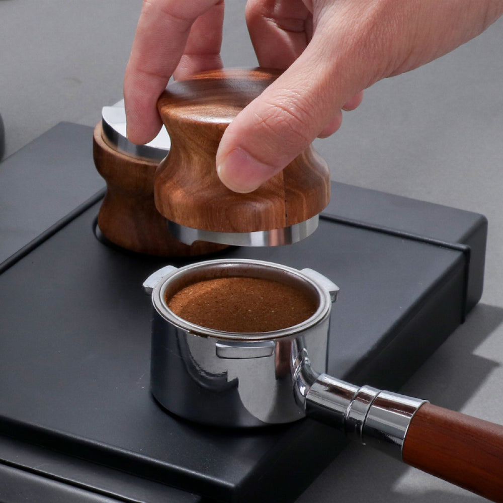 Premium Wooden Coffee Distributor – Flat Base Espresso Tool
