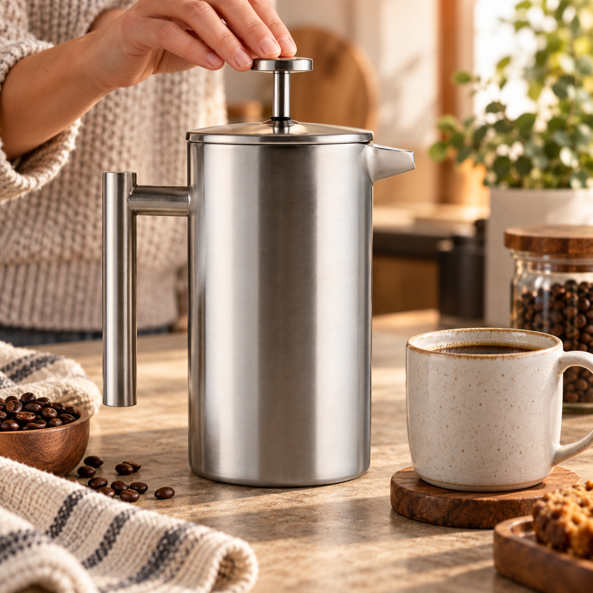 Stainless Steel French Press Coffee Maker – فرنش بريس ستانلس ستيل