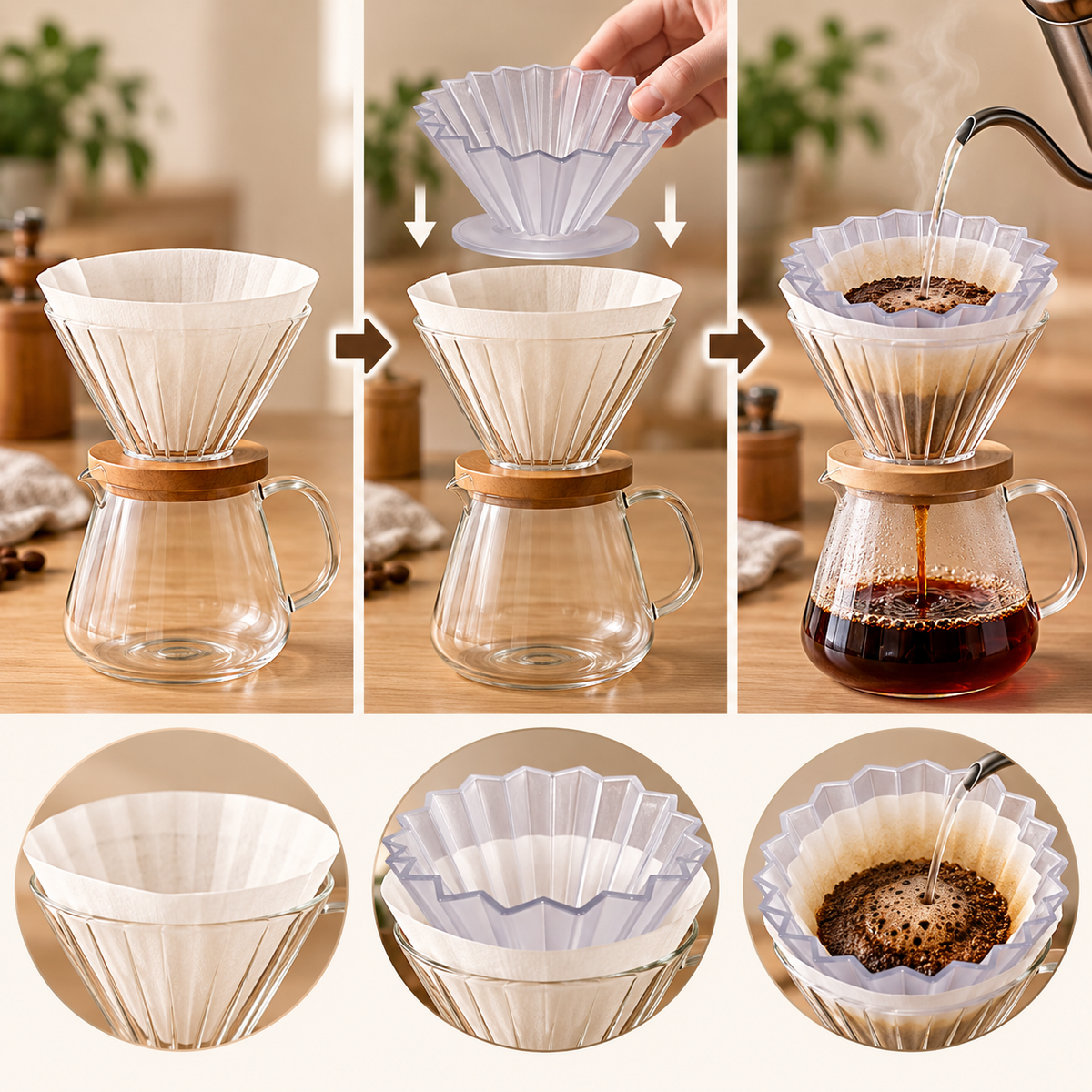 Clear Pour Over Coffee Dripper – Fluted Coffee Filter Holder