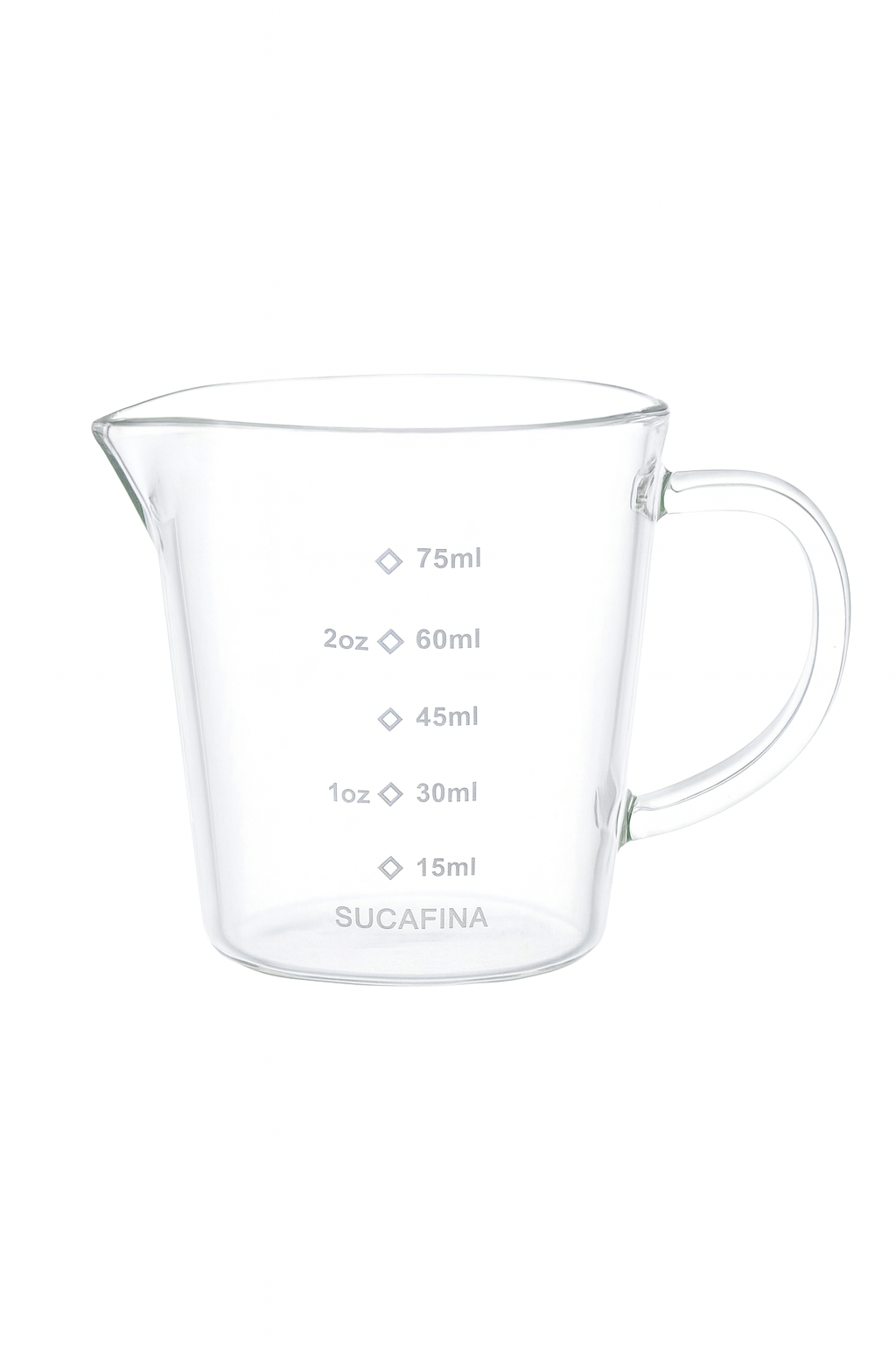 "Barista Espresso Measuring Cup – 75ml Glass Shot Pitcher with Graduated Scale"