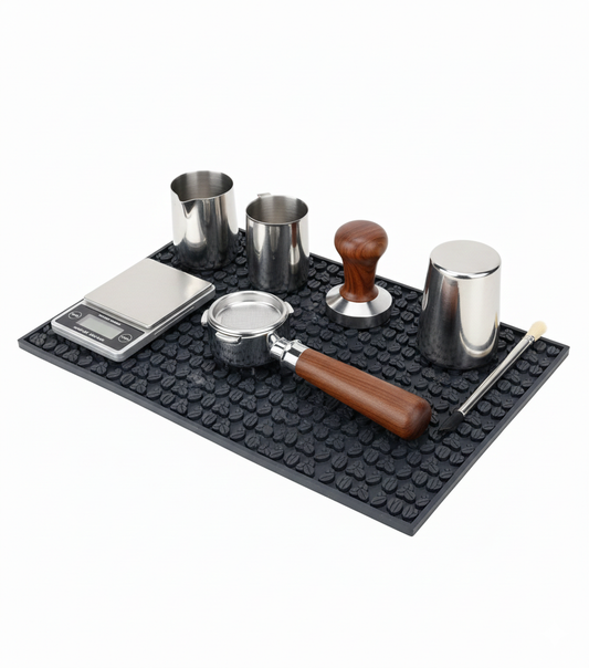 Premium Silicone Coffee Bar Mat - Anti-Slip Coffee Bean Design Tamping Pad