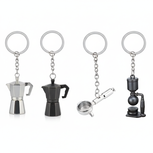 Ultimate Coffee Lover's Mini Keychain Collection - Portafilter, Moka Pot & Siphon Models