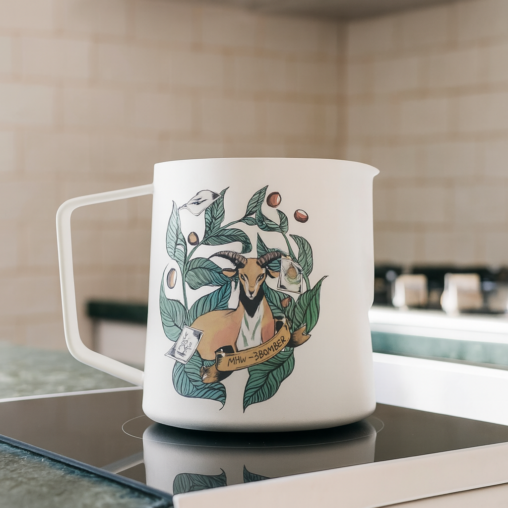 MHW-3BOMBER White Goat Edition Milk Frothing Pitcher 500/600ml – إبريق تبخير الحليب إصدار الغزال الأبيض MHW-3BOMBER