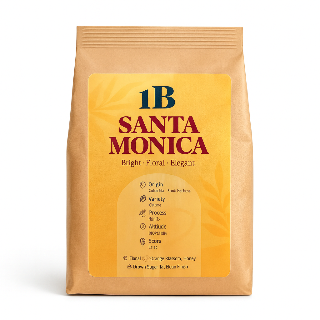 Santa Monica – 1B Specialty Coffee – Bright & Floral Colombian Light Roast  سانتا مونيكا – قهوة مختصة – كولومبي